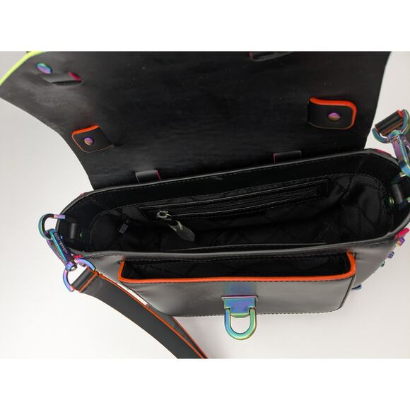 Michael Kors Manhattan Medium Contrast-Trim Leather Satchel in Black neon - Picture 4 of 16